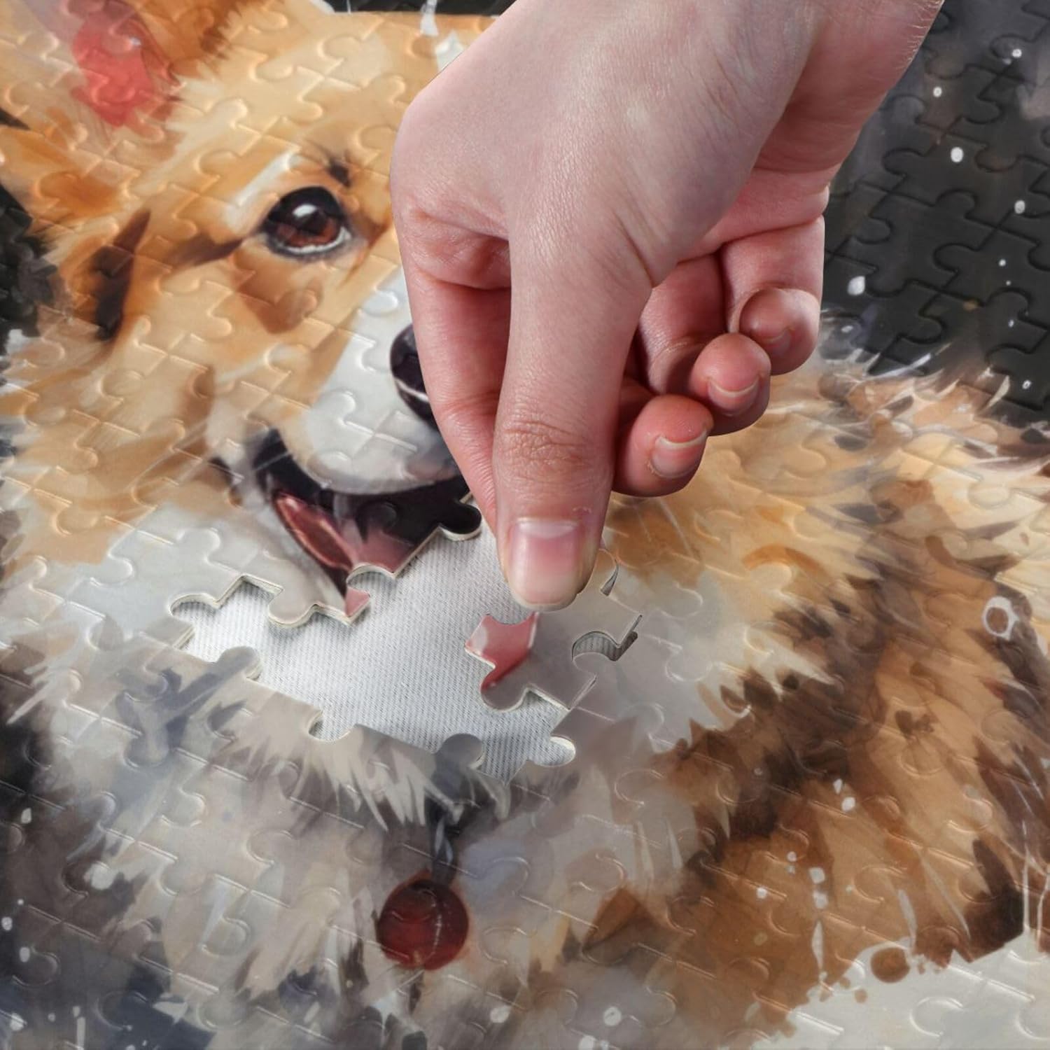 Cute Corgi-Dog Jigsaw Puzzle, 1000 Pieces Paper Wood Composite Material Zigsaw with Storage Bag and Reference Picture Easy to Solve