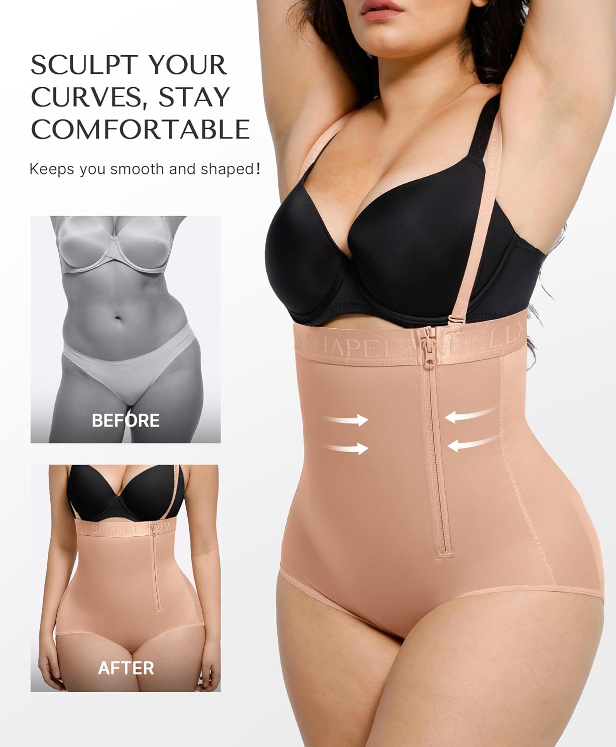 SHAPELLX High Waisted Shapewear for Women Tummy Control Body Shaper Fajas Colombianas Compression Bodysuit Control Panties - Image 4