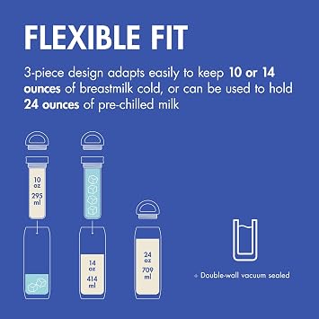 Boon Frosh Portable Breastmilk Chiller - Insulated Stainless Steel Cooler and Storage Container - Blue - Keeps Milk Cold for up to 17 Hours*