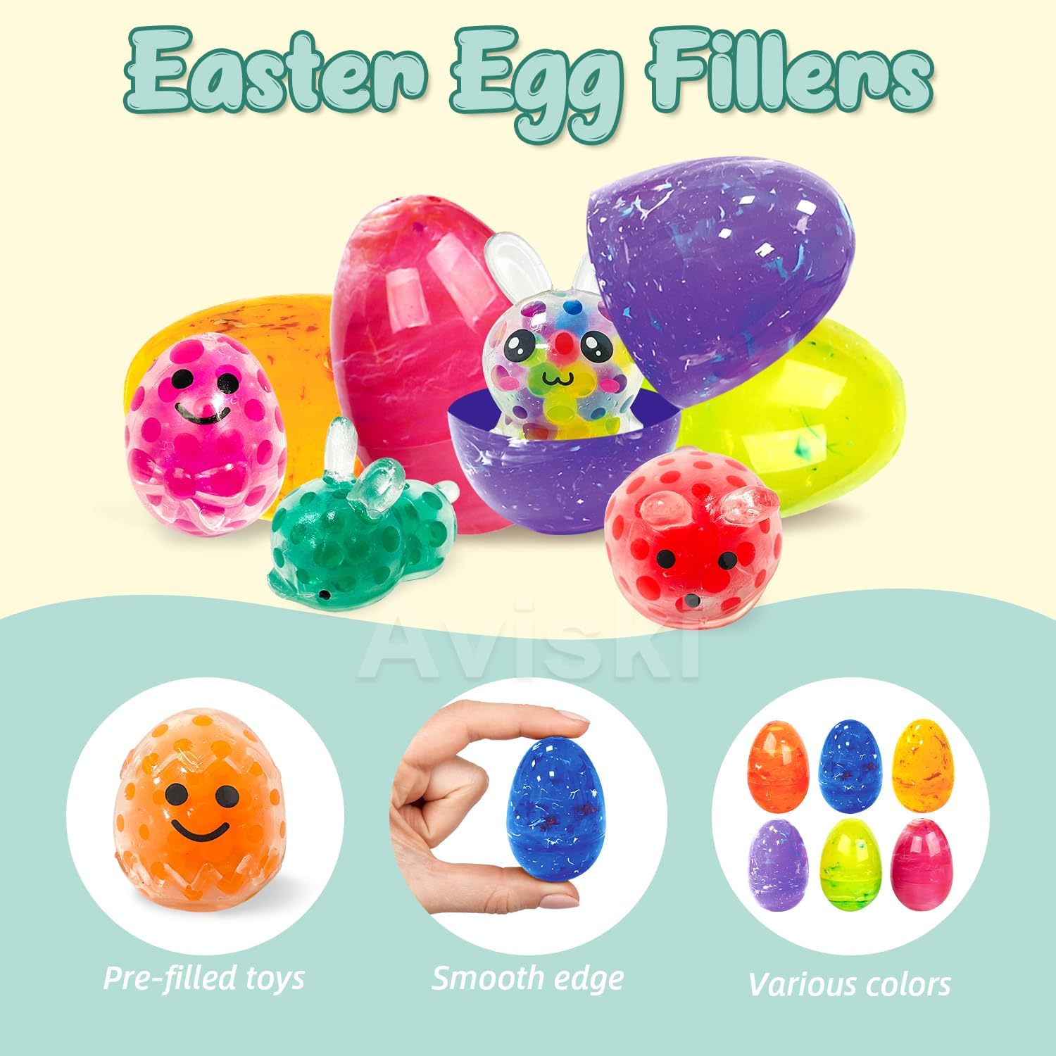 12Pcs Easter Marble Eggs with Mochi Squishy Toys, 1pc Non Woven Bags for Easter Theme Party Favors, Supplies for Easter Egg Hunt, Basket Stuffers/Fillers, Classroom Prize Supplies Toddler Boys Girls