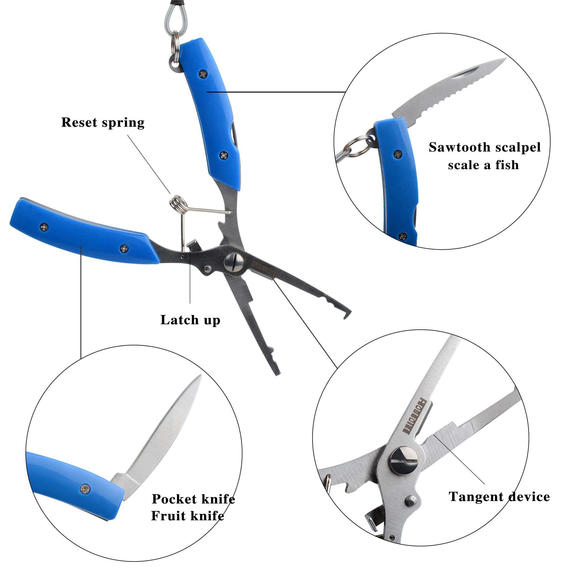 Pince Multifonction Pêche Lixada 20 Cm – Acier Inox, Alu 6061, Coupe-fil, Retire-hameçon, Avec Cordon Et étui