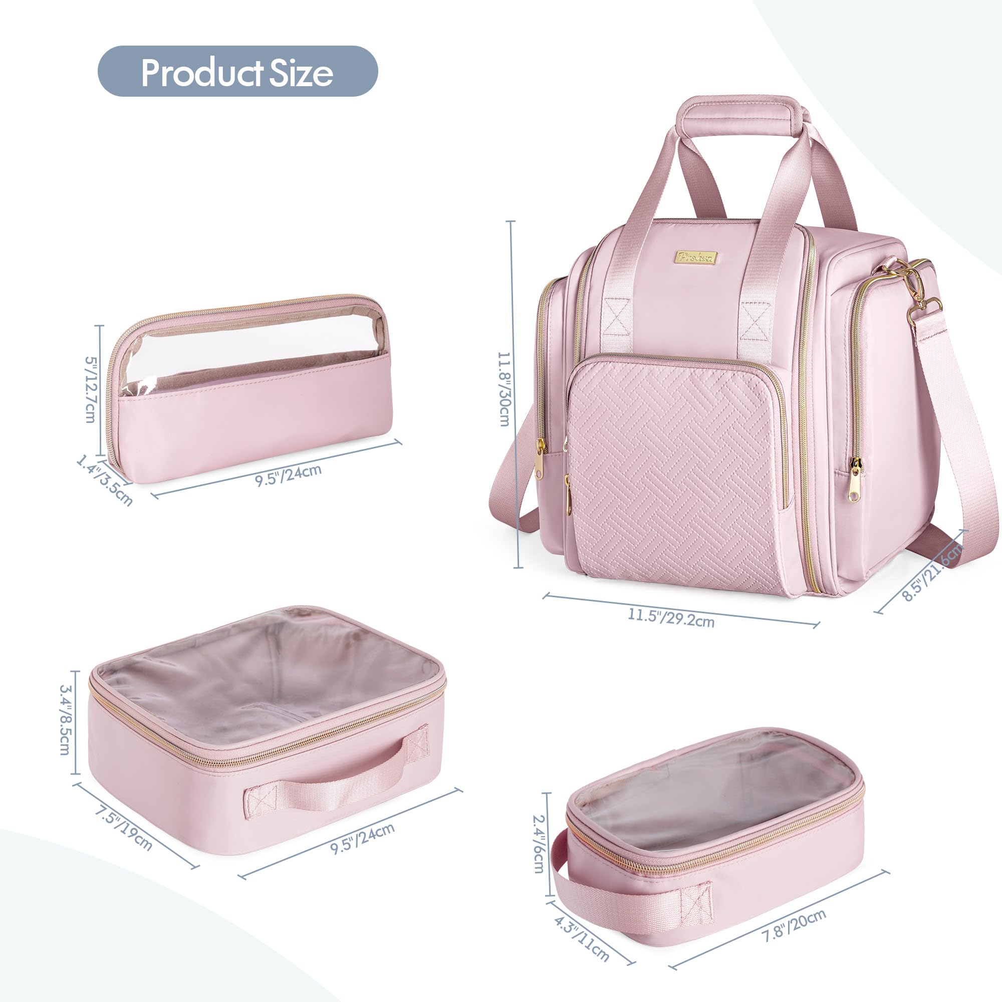 Bolsa de Almacenamiento de Medicamentos con 5 Bolsillos Extraíbles, Bolsa Organizadora de Frascos de Pastillas con Correa, Bolsa de Viaje Grande para Medicamentos y Suministros Médicos, Rosa