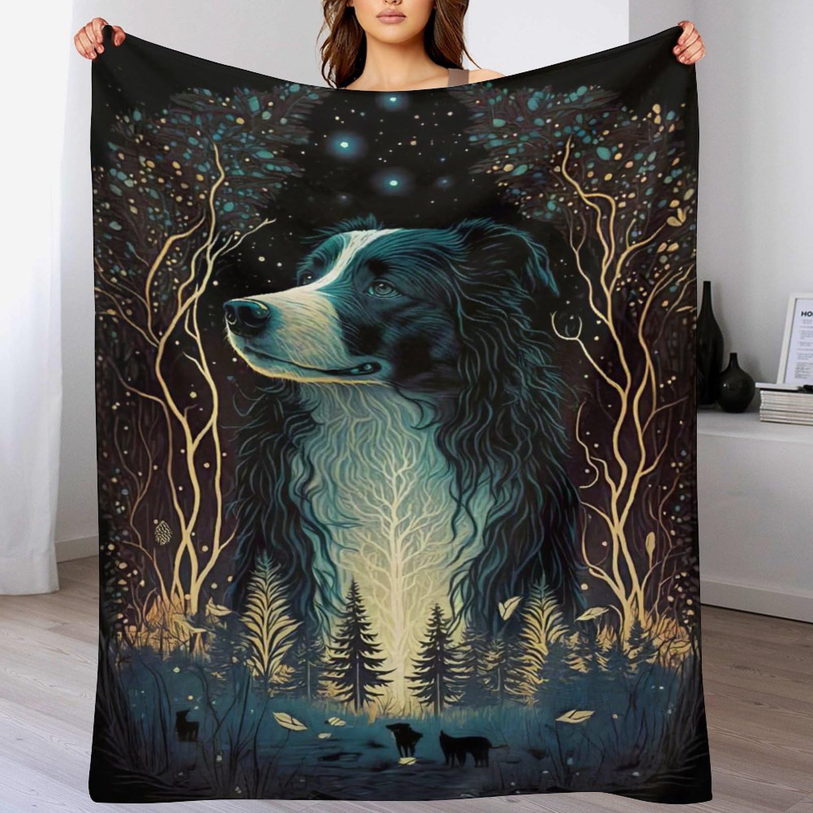 Couverture chien mignon plaid flanelle toutes saisons grand format 140x180