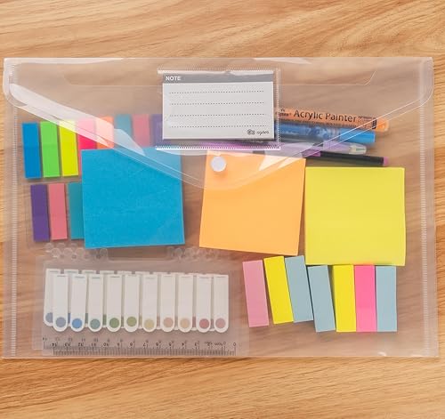 Miniatura 8 de 48 sobres de plástico A4, sobres de polietileno tamaño carta con botón a presión, carpetas de archivos de documentos impermeables con bolsillo para