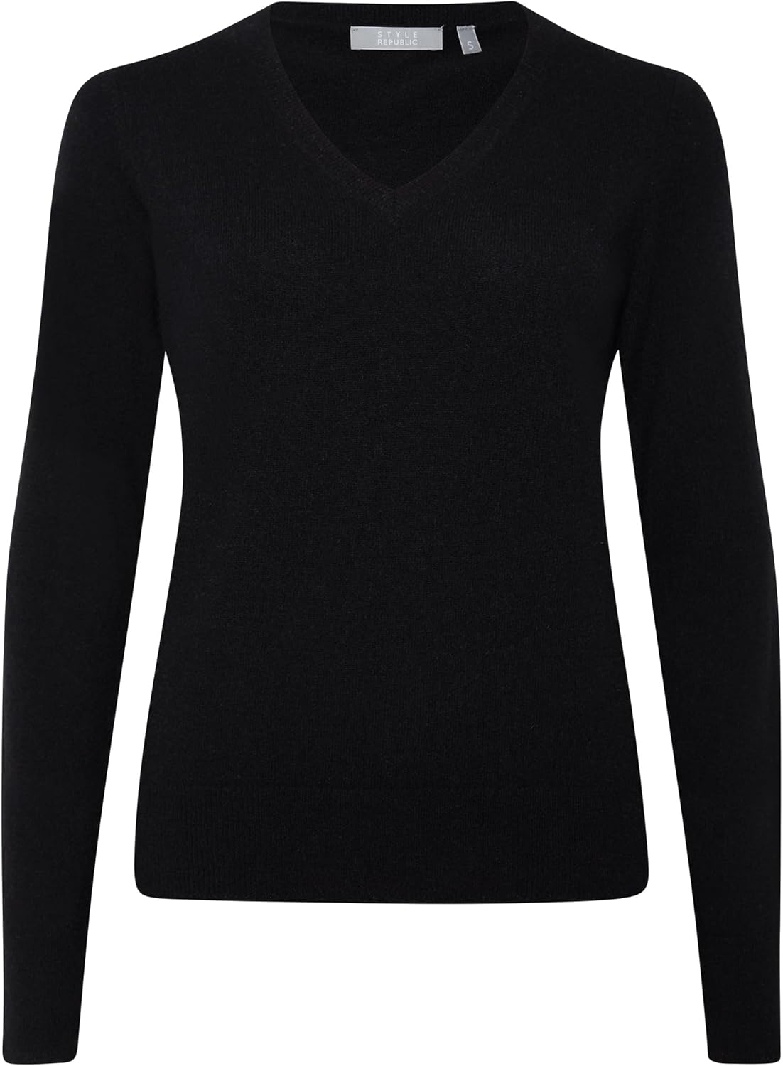 Style Republic Women's 100% Cashmere V-Neck Sweater, Regular Fit, Premium Knit Jumper for Autumn and Winter, Black, Size Extra Small, XS - Image 3