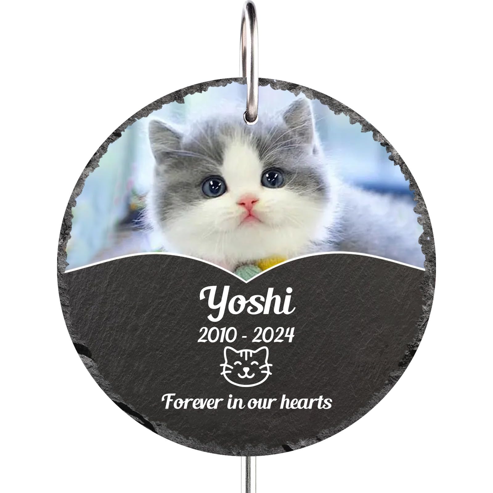 papasgix Personalised Pet Memorial Plaque with Hook Custom Grave Stone Dog Cat Memorial Gifts For Loss with Photo & Name Keepsakes, 10/15/20cm