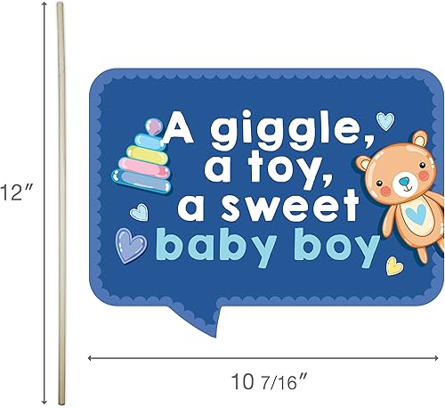 Miniatura 9 de Elefante Blue Boy Baby Shower Photo Booth Props  Suministros de fiesta divertido kit de fotografía de imágenes Hello Little Boy Decoraciones
