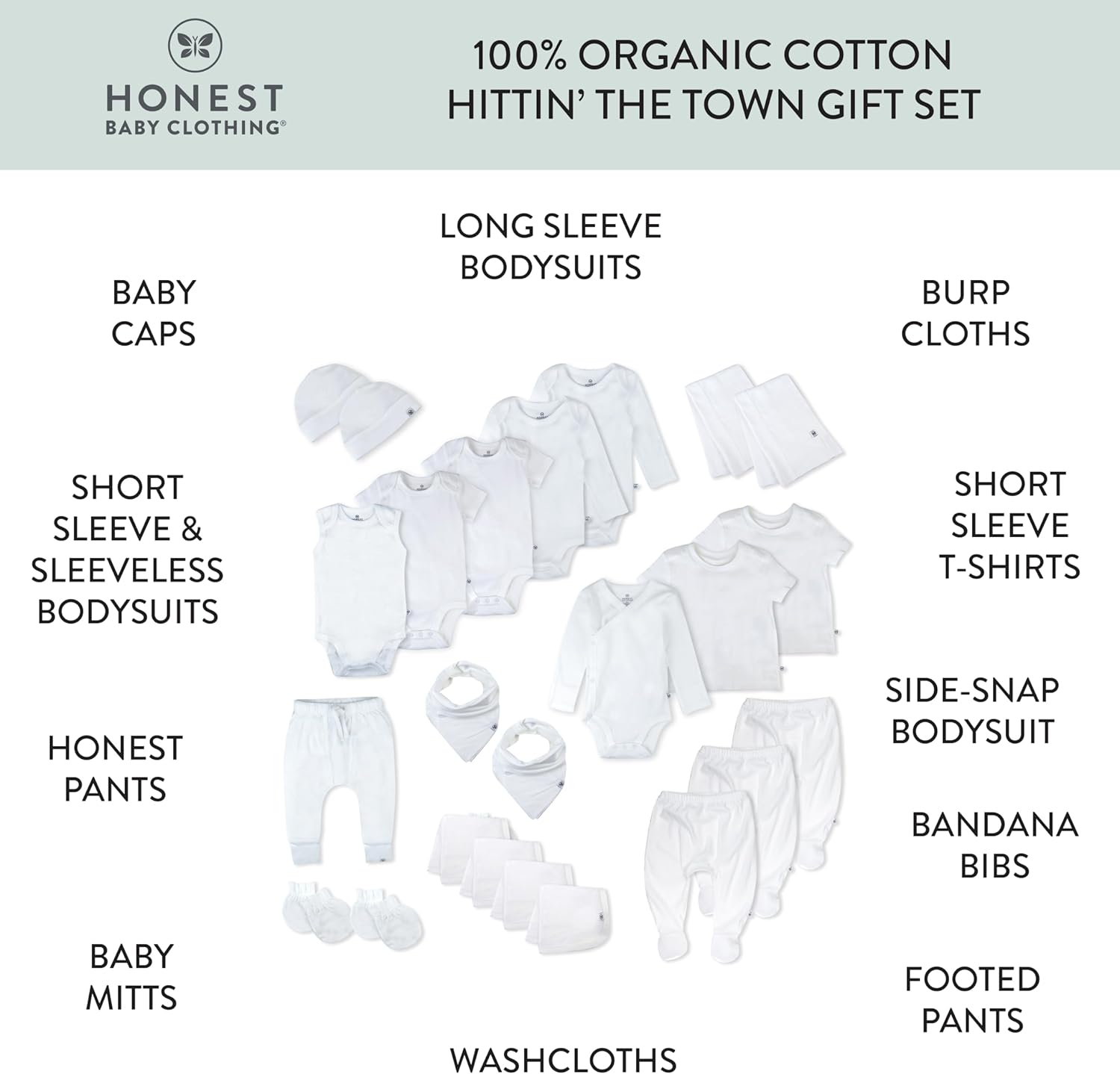 HonestBaby Baby 100% Organic Cotton Gift Sets, Multipack