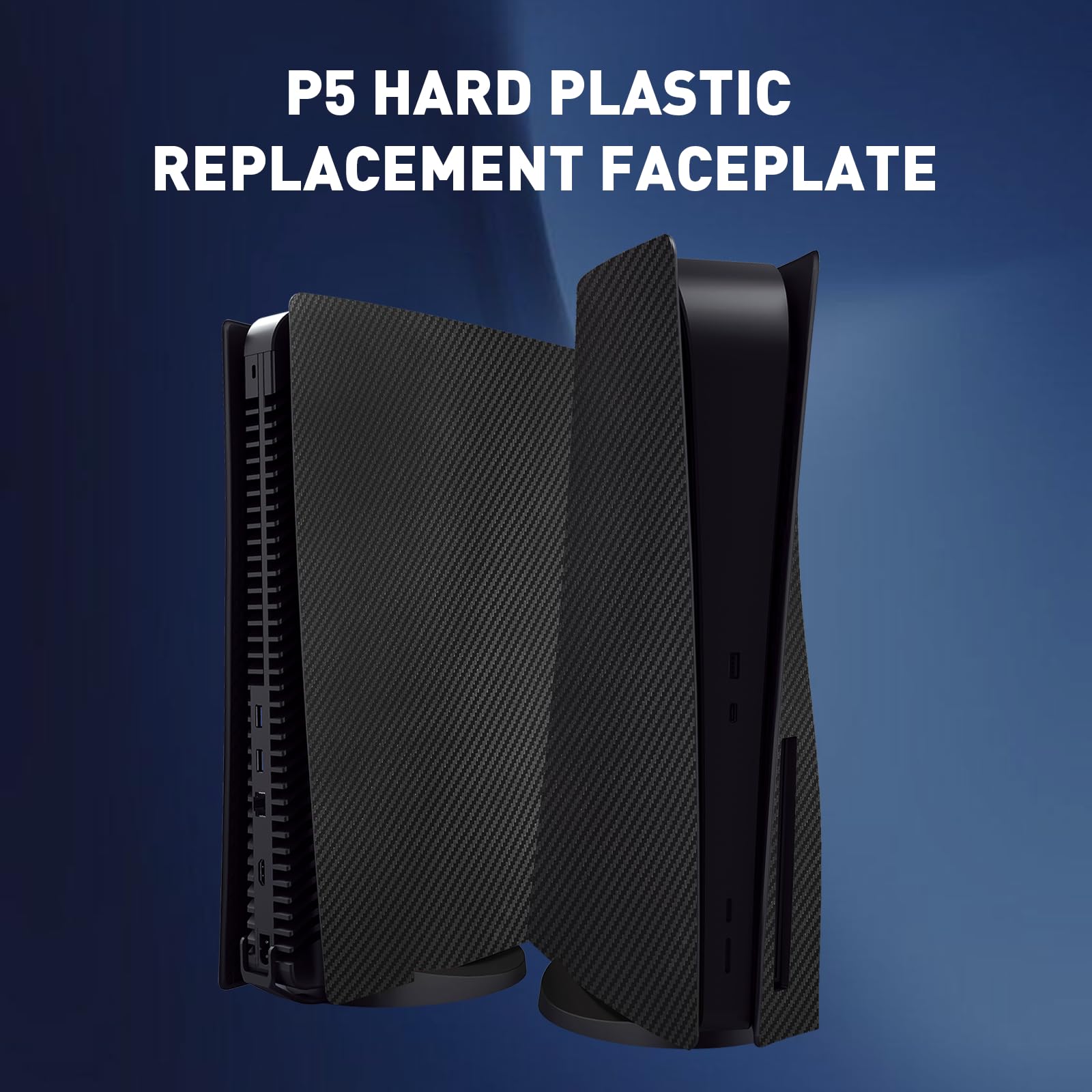 Plaques faciales de Protection pour Console PS5 Disc Edition, Accessoires pour PlayStation 5 (Fibre de Carbone Noir)