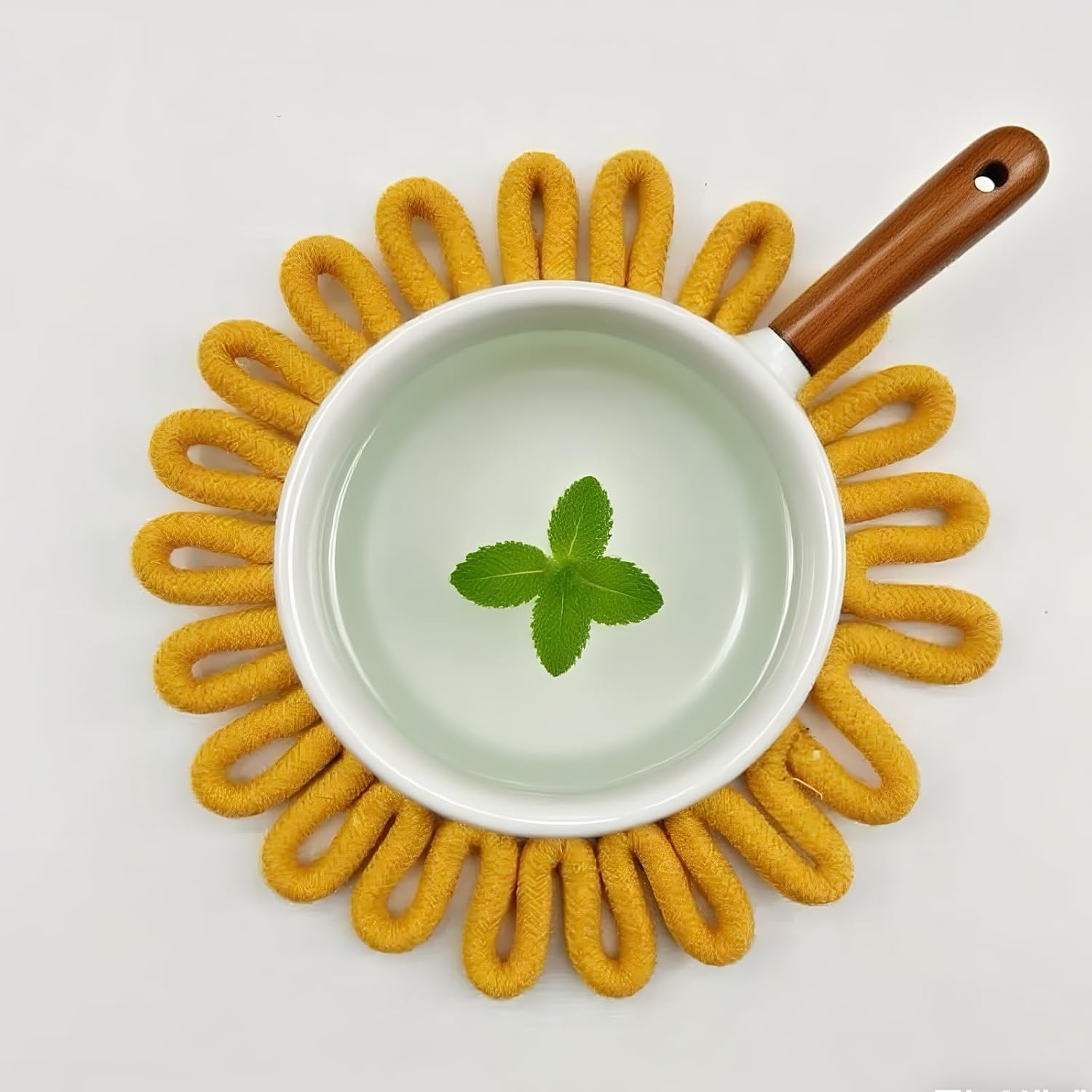 Cotton Trivets for Hot Dishes, Sunflower Design, Yellow, Trivets for Quartz countertops,Heat Resistant Pot Holders, Sunflower Kitchen Decor Round, 7.2 Inch, 2 Pack