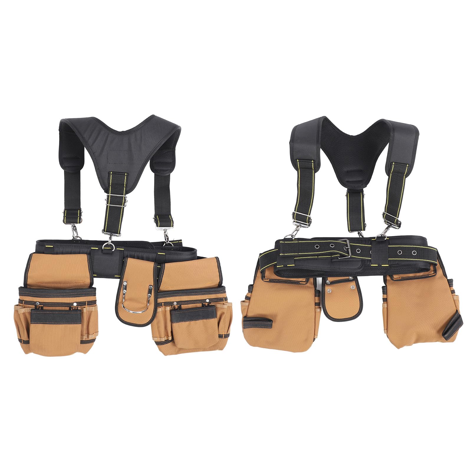 Cinturón de herramientas de construcción ajustable, bolsa de herramientas de carpintero profesional, cinturón de tela Oxford 1200D con múltiples bolsillos y soporte de cinta de