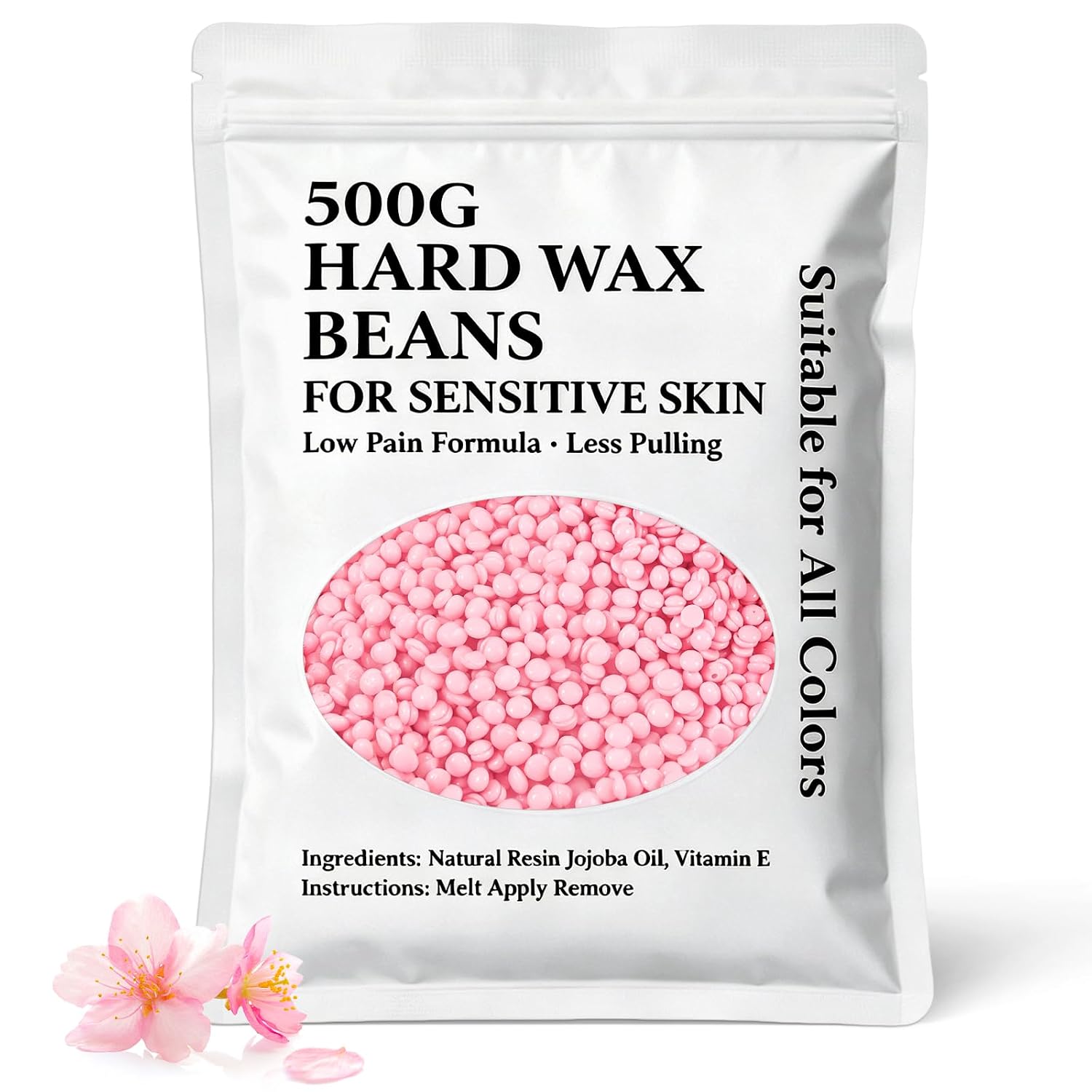 Leaflai Hard Wax Beads,Professional Wax Beads for Hair Removal 400g Hair Wax with 10 Pcs Wood Sticks for Full Body Brazilian Bikini Face,Legs,Eyebrow Painless at Home for Women Men