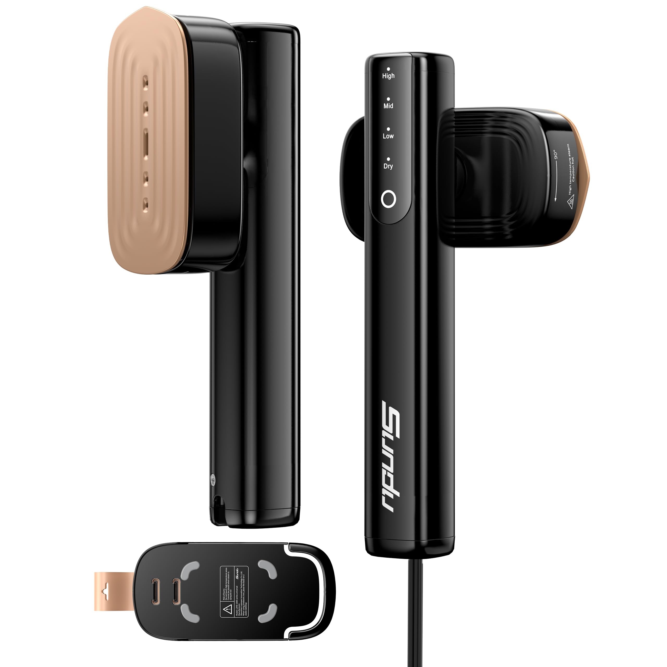 Steamer for Clothes,Sundu Portable 2-in-1 Steamer & Iron,100ml Tank,15s Heat-up,20 Min Steam,Wrinkle Remover,Garment Steamer for Travel, Home, Office(Raven Black) - 2