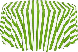 lovemyfabric Poly Cotton 1 Inch Stripes 58 Inch Round Tablecloth for Wedding/Bridal Shower, Birthdays, Special Events (Green)
