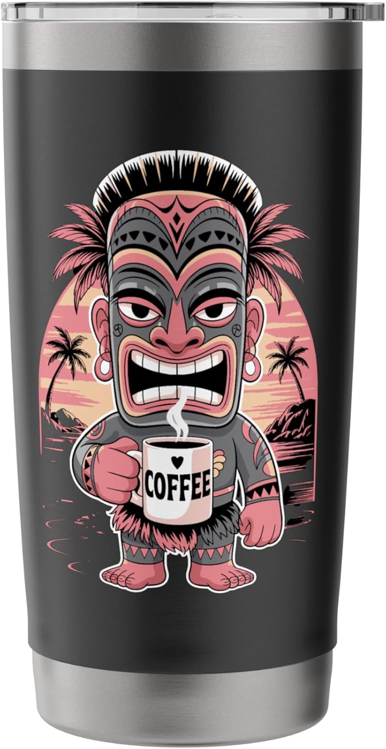 Tiki Tribal Coffee Mug Tropical Stainless Steel Insulated Tumbler image 3