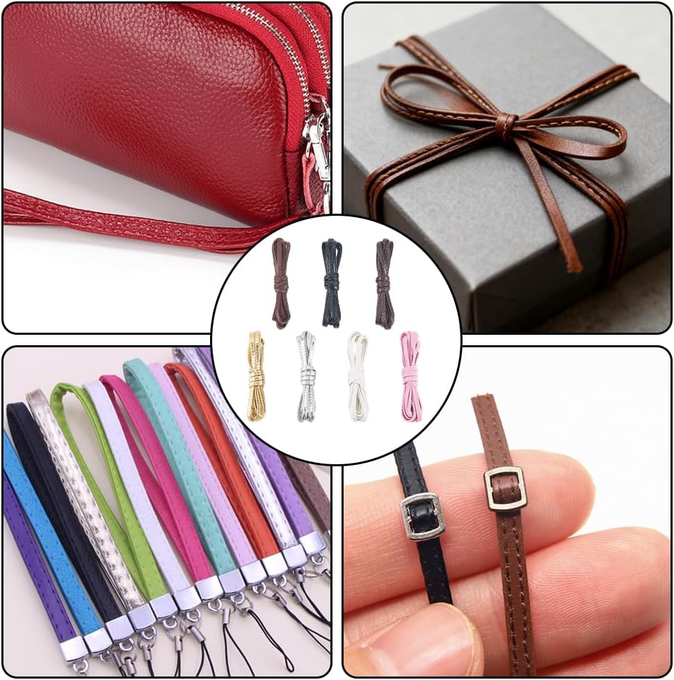 3mm 7 Yard Mini Leather Straps Belt 7 Colors PU Leather Sewing Thread Rope Clothes Accessories Belt Straps Cord Sewing Craft Supplies Gift for Chrismas Party Favors image 5