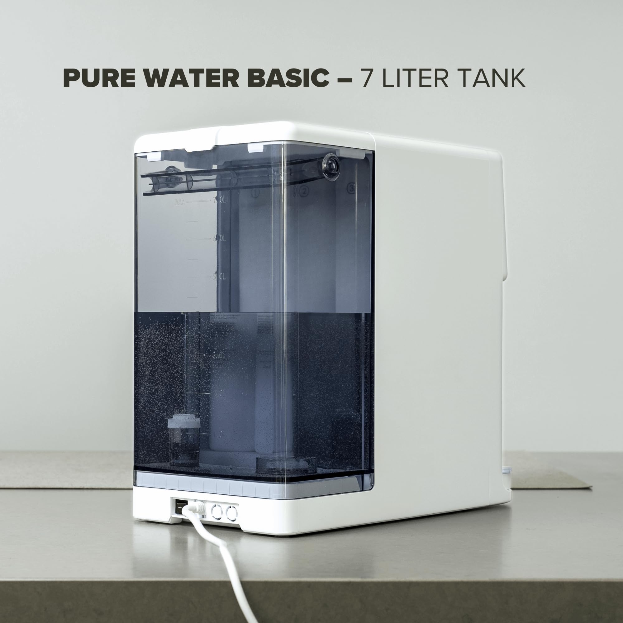 Health Rise Pure Water Basic | Umkehrosmose Wasserfilter | 7 Liter Tank | Heißwasserfunktion | für Haushalt & Büro