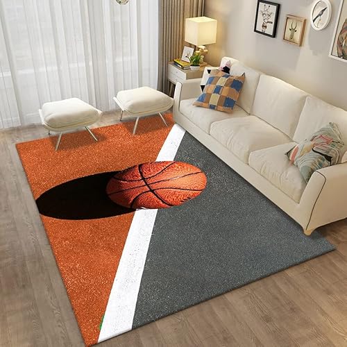 BGAFAG Alfombra De Baloncesto Impresa para Sala De Estar Pasillo Moderno Dormitorio Alfombra De Noche Absorber Agua 3D E11124 120X180Cm Cover