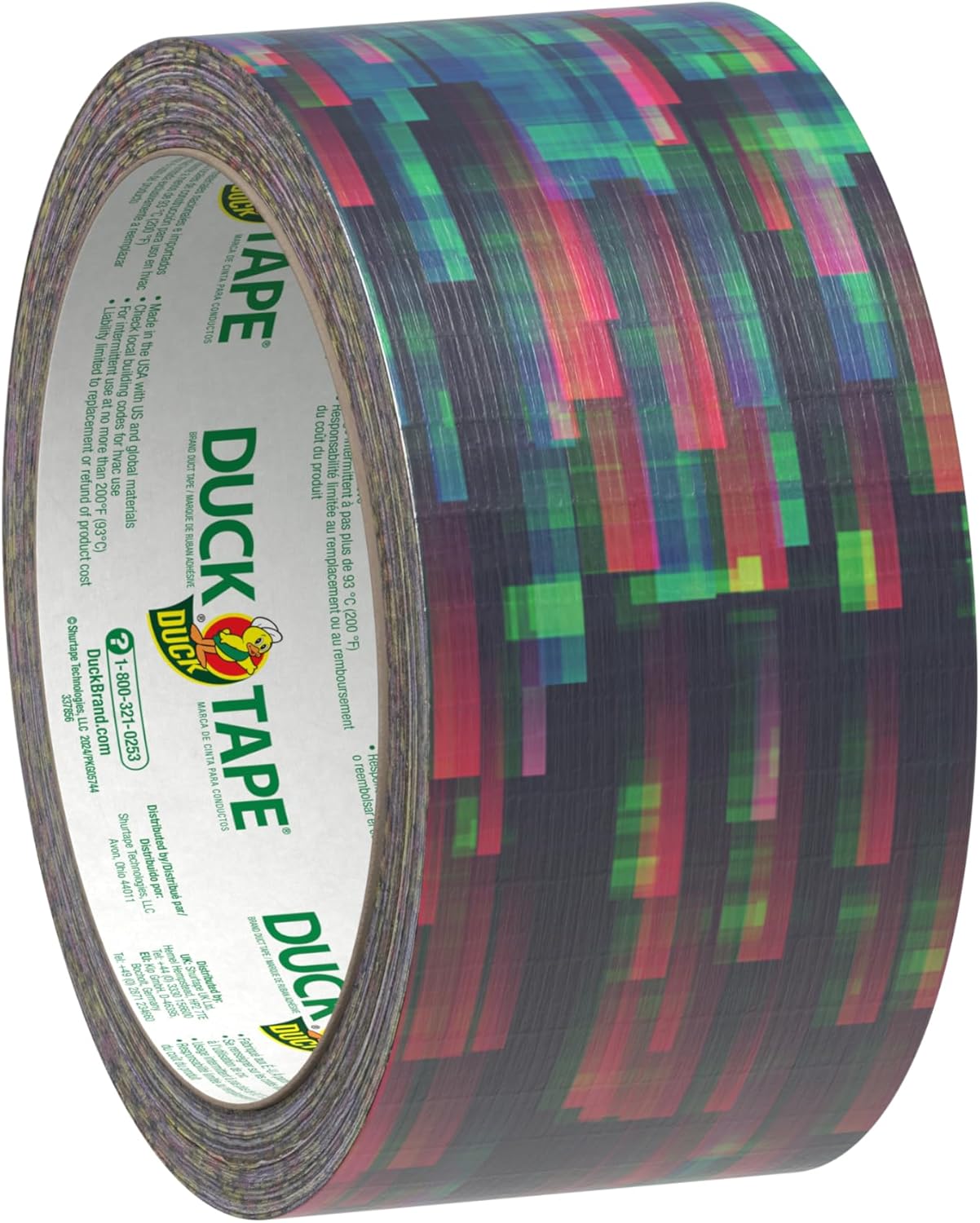 Duck Brand Duct Tape Colors and Patterns, 1.88 Inches x 10 Yards, Digital Glitch Duct Tape Pattern, 6 Rolls
