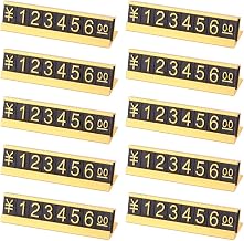 10Pcs Price Counter Stands, Adjustable Price Tag with Aluminum Base for Price Display, Cube Blocks Kit for Retail Store (Gold)