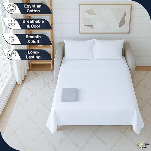 Miniatura 3 de Cottington Lane Juego de sábanas para sofá cama Queen Sleeper, 4 piezas de alta calidad, 100% algodón egipcio, sofá cama de 6 pulgadas de