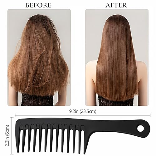 Miniatura 5 de Peine de dientes anchos y peine desenredante de cabello grande, cepillo duradero para peinar y cuidar el cabello profesional, adecuado para cabello