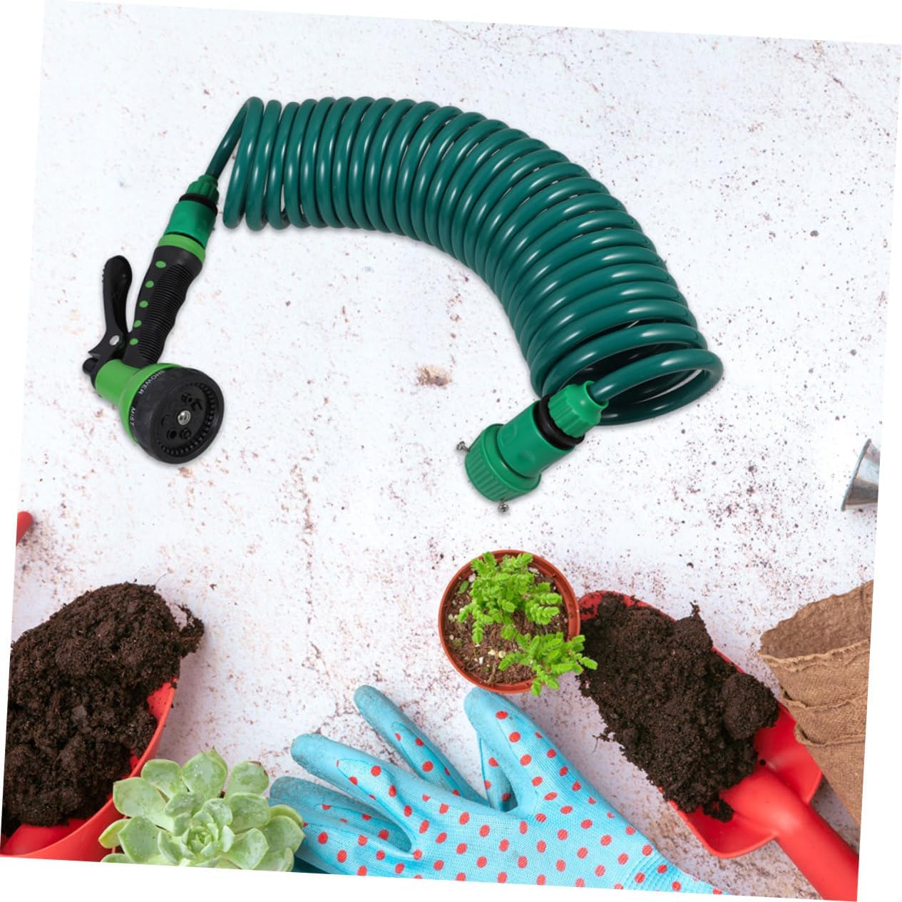 GALPADA 1Set Coil Garden Hose with Nozzle Flexible Expandable Hose for Car Washing and Garden Use Lightweight Durable for Outdoor Cleaning Tasks