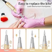 Vista 4 de Jiasheng Taladro eléctrico de uñas, máquina profesional de 30000 rpm, taladro de uñas para uñas acrílicas, kit profesional de manicura y pedicura