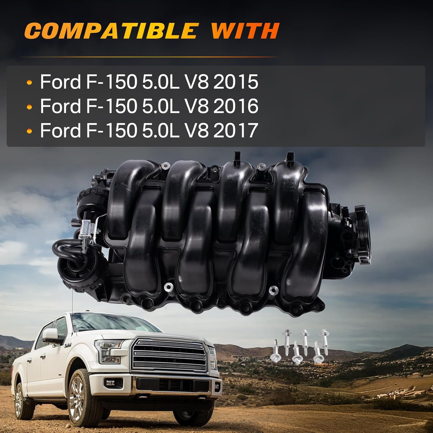 FL3Z-9424-J Intake Manifold with Gasket Set Compatible with 2015 2016 2017 Ford F150 5.0L V8 Replace FL3Z-9424-F, FL3Z9424E, FL3Z9424F FL3Z9424B