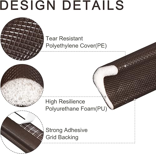 Miniatura 3 de uxcell Burlete para marco de puerta, 21 pies de largo y 0.55 pulgadas de ancho, tira de sellado de espuma flexible en forma de V insonorizada para
