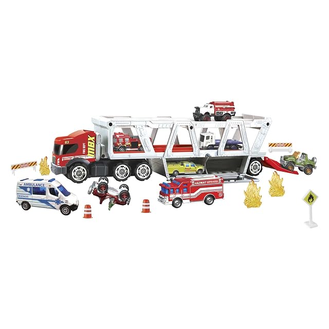 Foto 4 de 5 de Matchbox Conjunto Camión Temático Fire Rescue Hauler - Coche de Bomberos a Escala 1:64 - 8 Accesorios