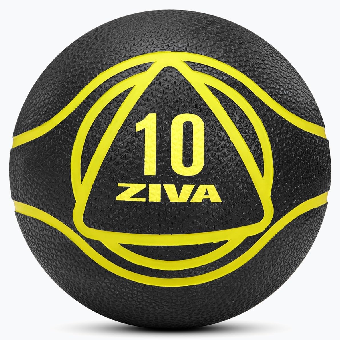 ZIVA Medicine Ball – Durable Rubber Weighted Ball with Easy-Grip Textured Shell for Core, Balance and Strength Training – Commercial Quality (Black, 4–20 lb)