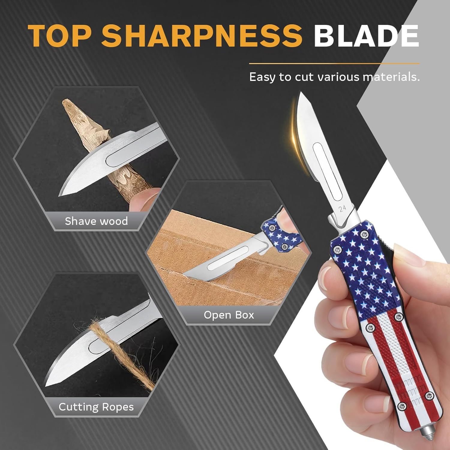 Utility Knife, All-Metal Manual Sliding Box Cutter with Quick-Change Blade Design, Folding Pocket Utility Tool with 10pcs #23 Replacement Blades