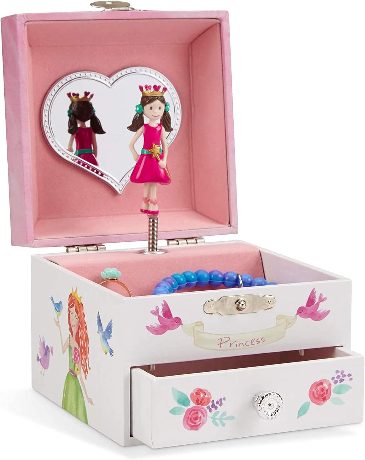 Jewelkeeper Unicorn and Castle Musical Jewellery Box, Fairy Princess Hearts Design with Pull-out Drawer, Dance of the Sugar Plum Fairy Tune
