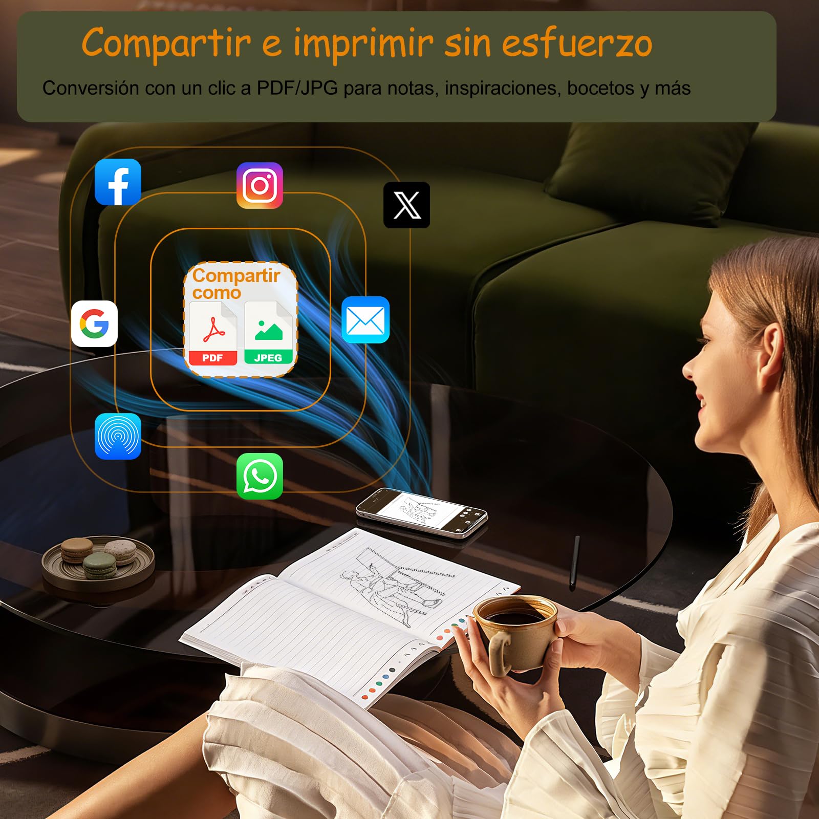 Yuan Cuaderno Digital con Smart Pen Writing Set y 3 Cuadernos A4: Sincronización y Digitalización en Tiempo Real de Notas en Papel, Compatible con iPad, iOS, Android para Reuniones, Clases y