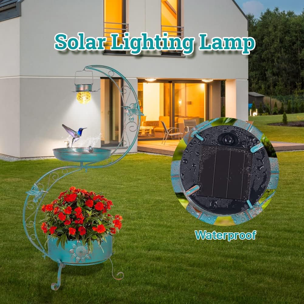 DREAMSOUL Bird Bath + 20" Hummingbird Bird Bath Stand