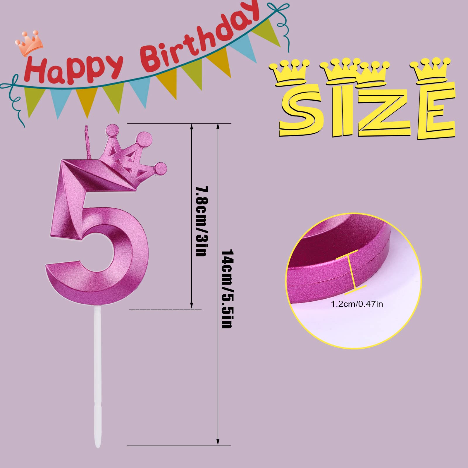 7,8cm Bougie D'Anniversaire Numérotée, 3D Bougies De Gâteau