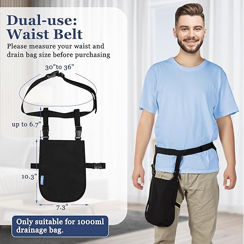 Miniatura 3 de Bolsa de catéter Drenaje urinario Foley Bolsa de catéter Soporte de doble uso para drenaje de orina Bolsas de pierna con cintura ajustable y