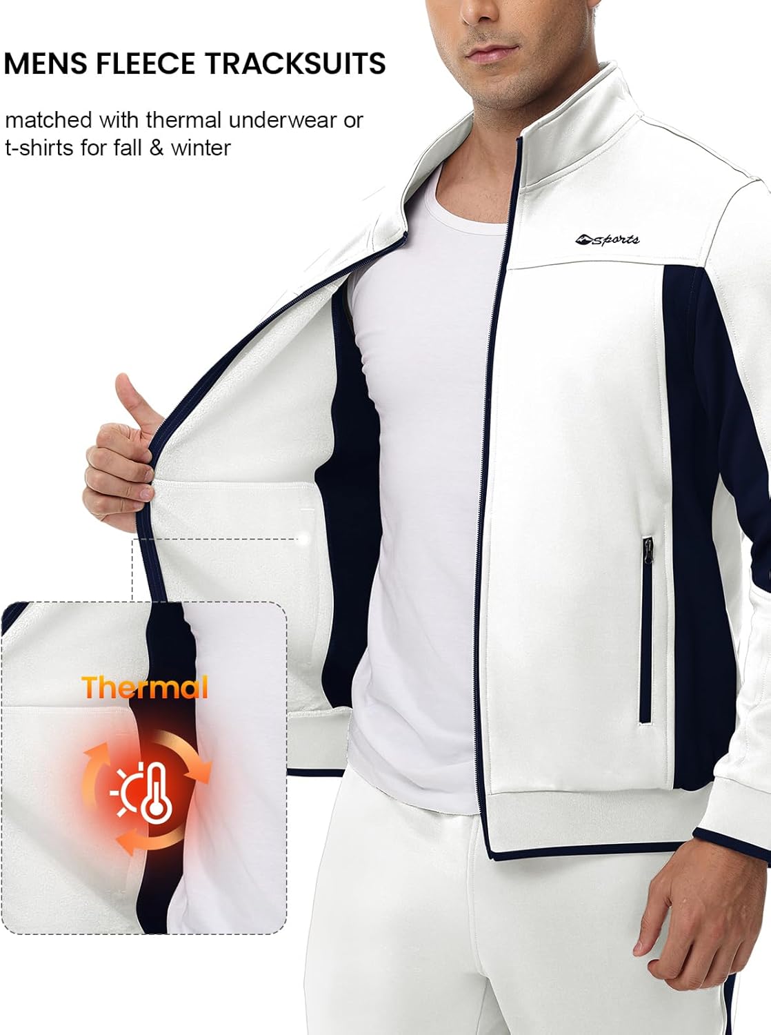 TBMPOY Men's Fleece Lined Tracksuits Sweatsuits 2 Piece Sets Winter Jogging Track Sweat Suits Thermal Casual Outfits - Image 3