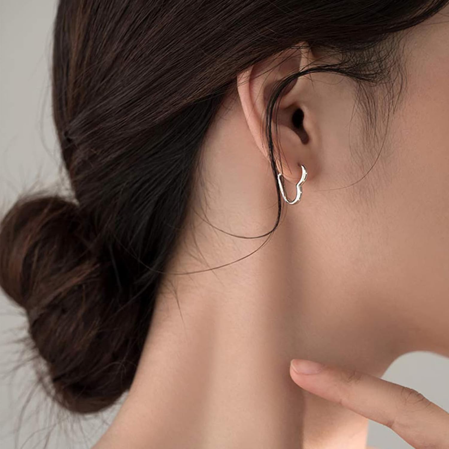 Small Sterling Silver Heart Hoop Earrings for Girls Women Hypoallergenic Love Heart Pink Blue Earrings Jewelry Girl Hoop Earings 4 Pairs - Image 3