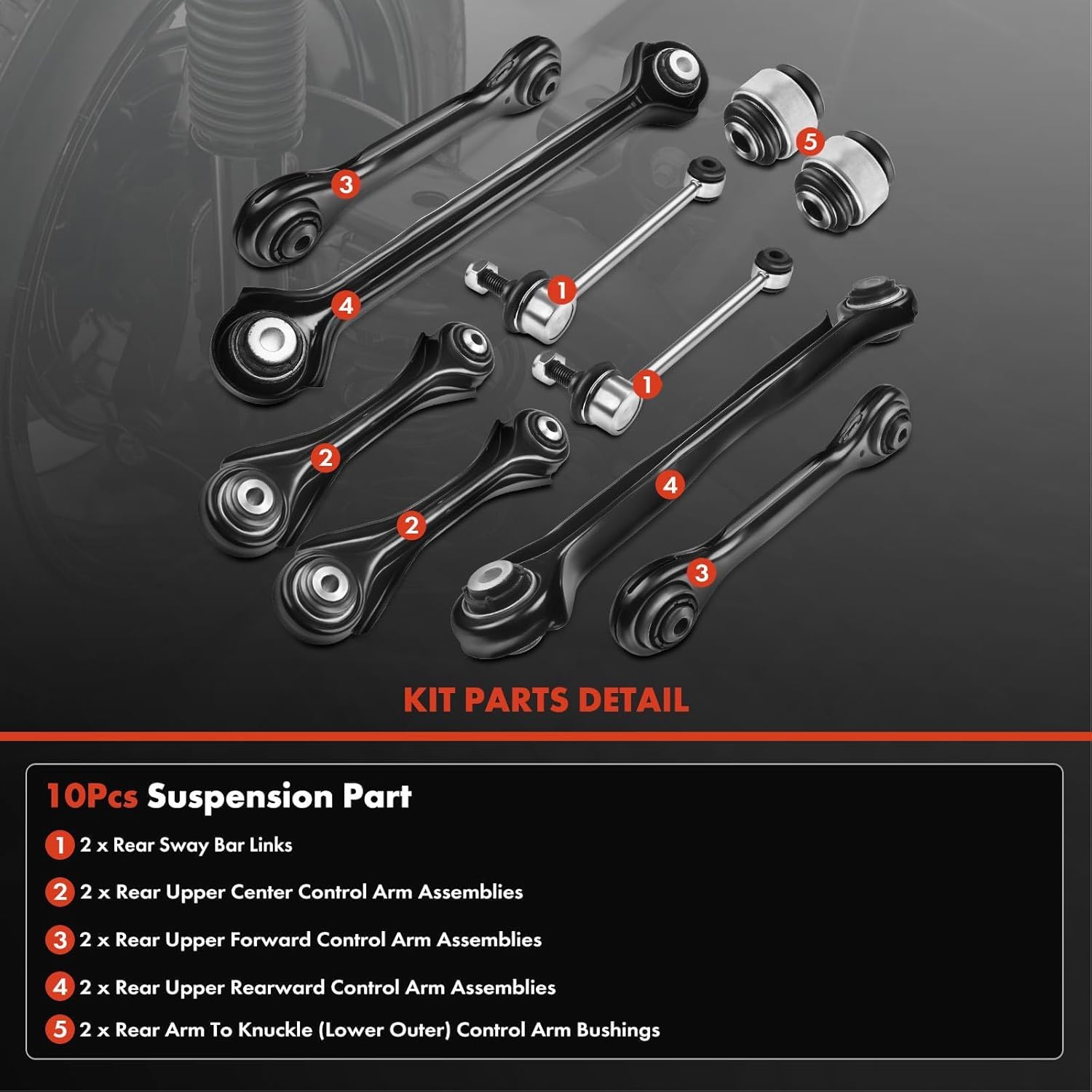 A-Premium Set of 10, Rear Upper Control Arm, Sway Bar Link, Compatible with BMW - 2006-2014 - 323i, 325i, 335i, 325xi, 328xi, 330xi, 335xi, 330i, 328i xDrive, 335i xDrive, 335d, 335is, X1, 128i, 135i