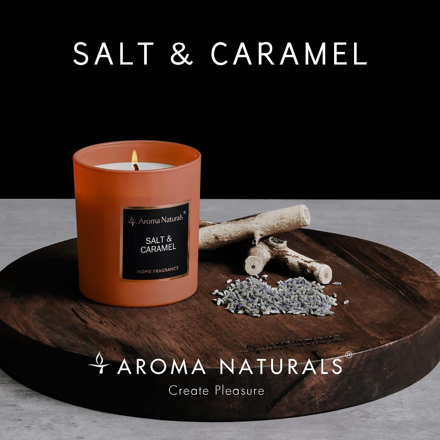 Aroma Naturals Luxury Candles, Natural Soy Wax Scented Candles, Home Fragrance Decor Gift, 35 Hours Burning Time (Salt & Caramel) - Image 3