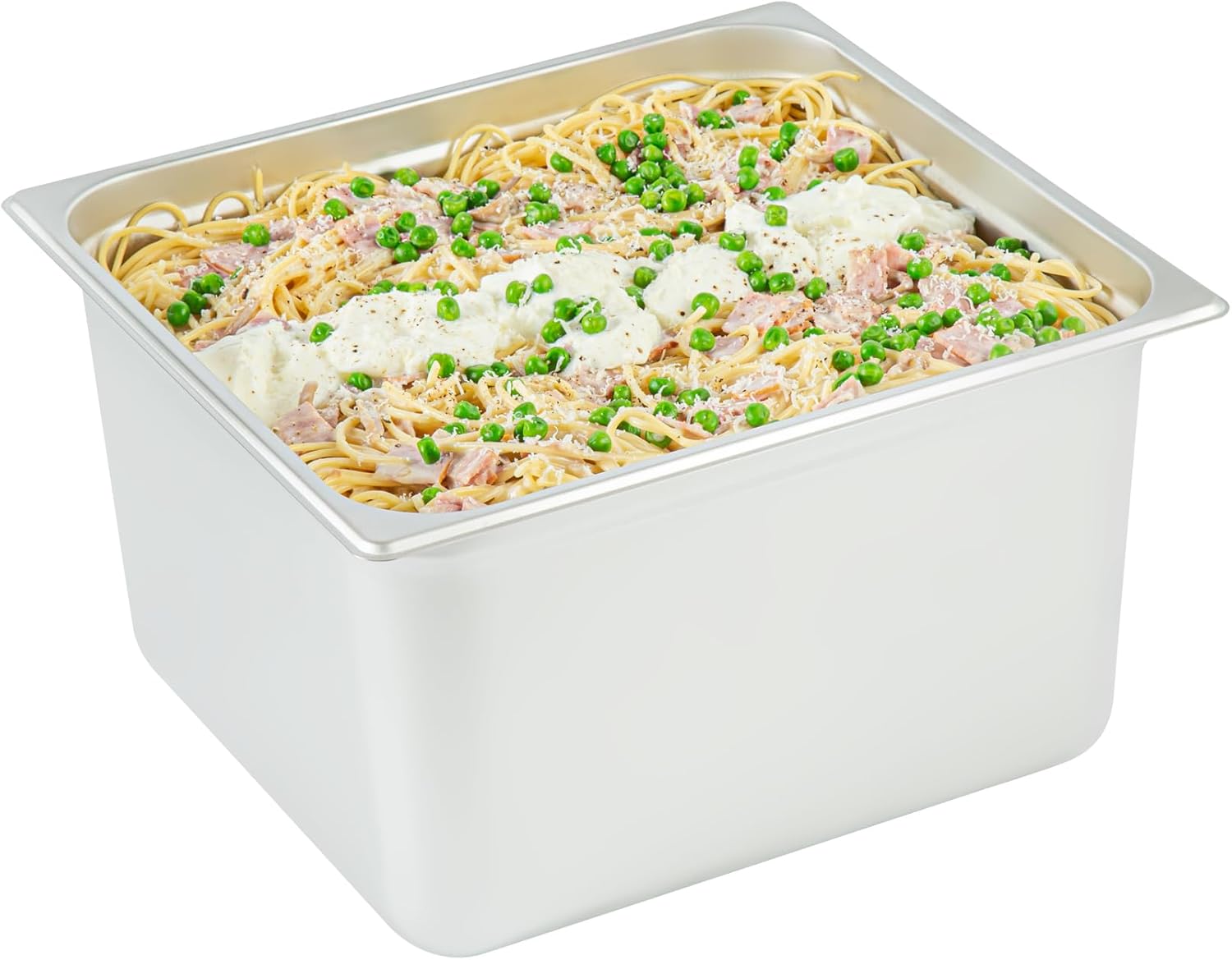 Restaurantware-Kitchen Tek 2/3 Size Steam Table Pans, 6 Anti-Jam Steam Pans - Lids Sold Separately, 8” Deep, 24 Gauge Stainless Steel Hotel Pan, Freezable, for Catering Events and Parties