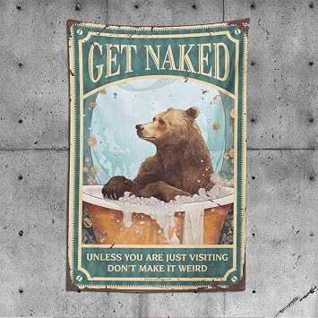 CDWS Tapestry For Bedroom Aesthetic Bear Bath Get Naked Unless You Are Just Visiting DonT Make It Weird Tapestry Funny Patio Decor Tapestries100X150CM