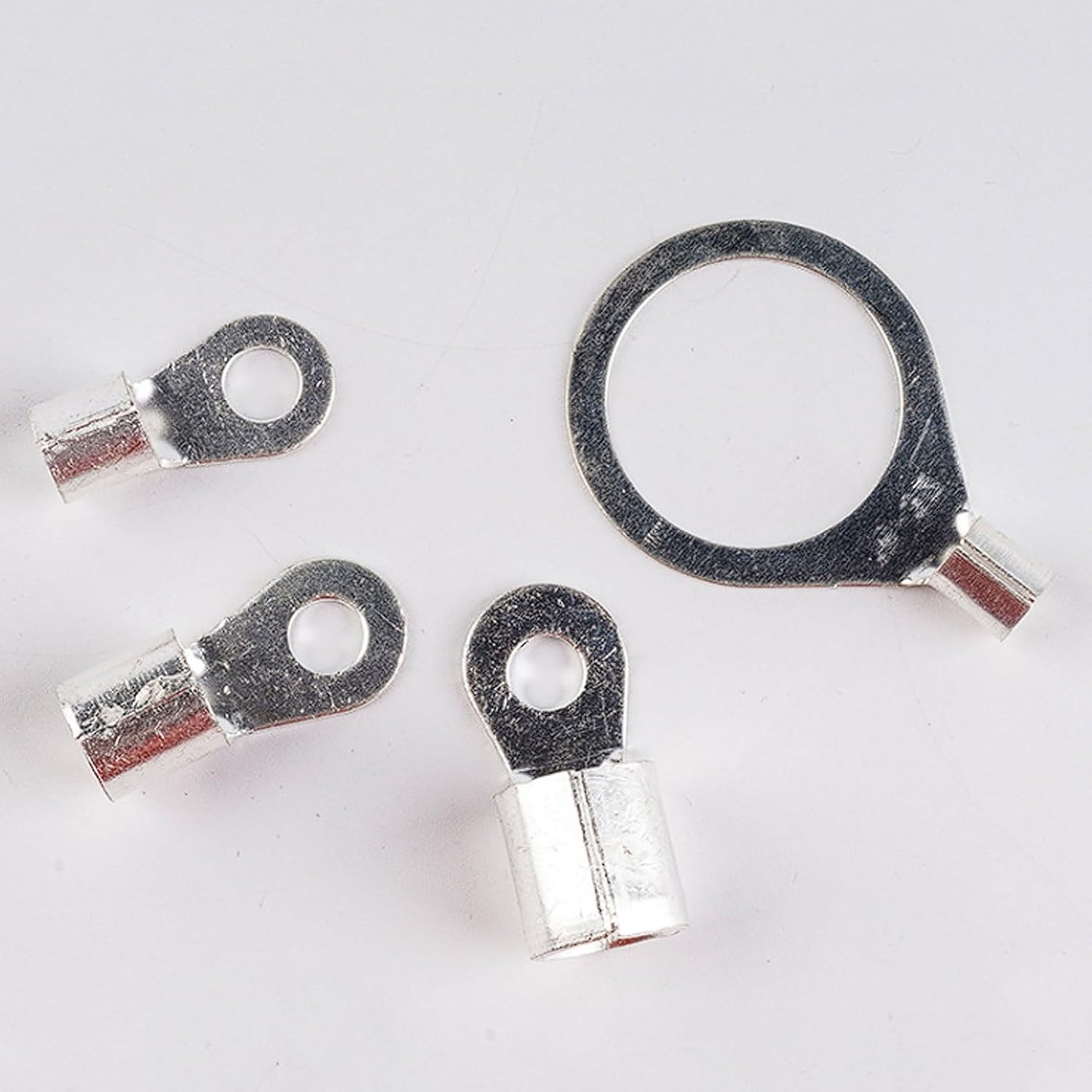 100-Pack Round Wire Lugs, OT6 Series Brass Cold-Pressed Bare Terminals, Copper Cable for Crimping