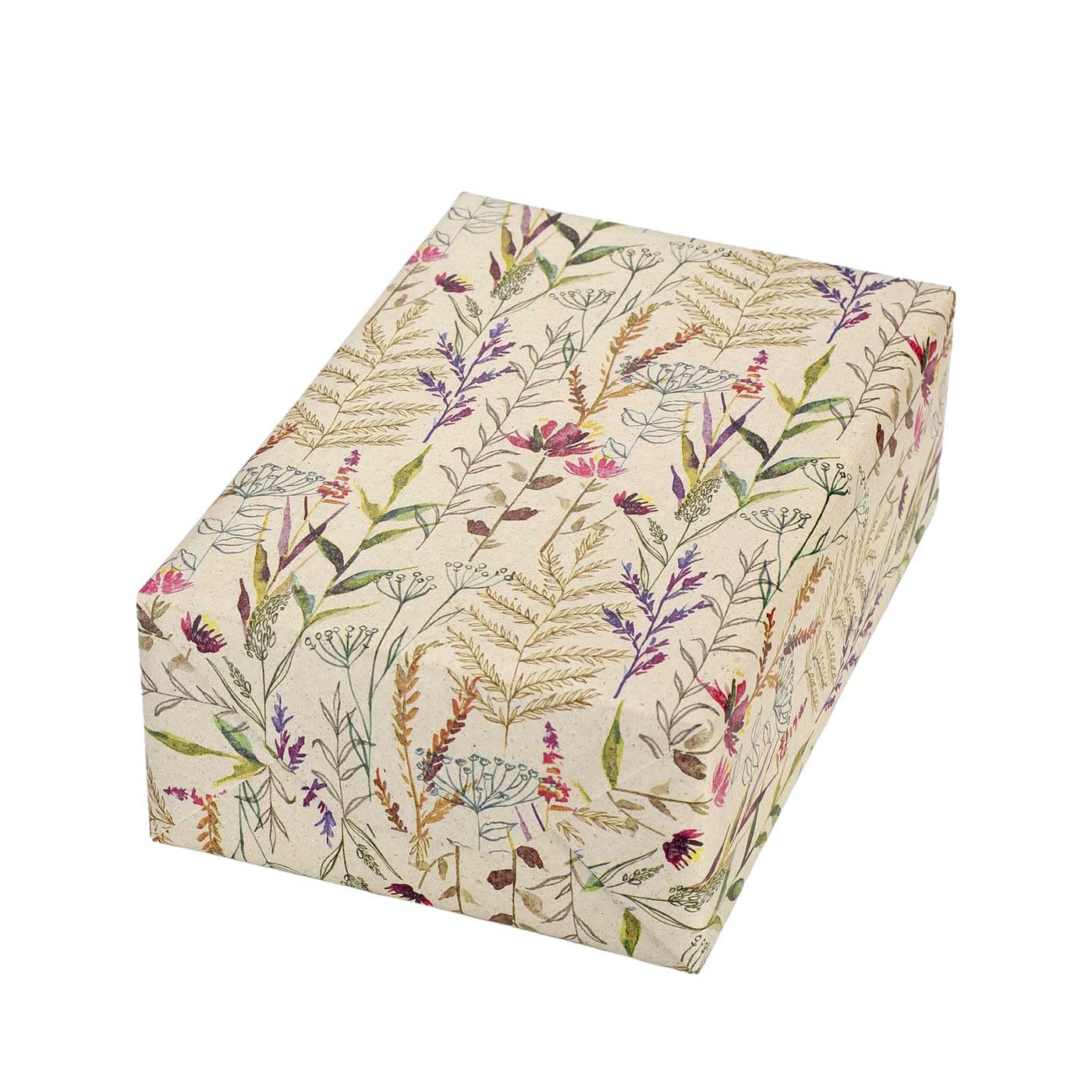 FSC große Rolle Geschenkpapier aus Graspapier Natural Flower 50 cm x 200 m | 80 g/m² Secare Rollen | HUTNER