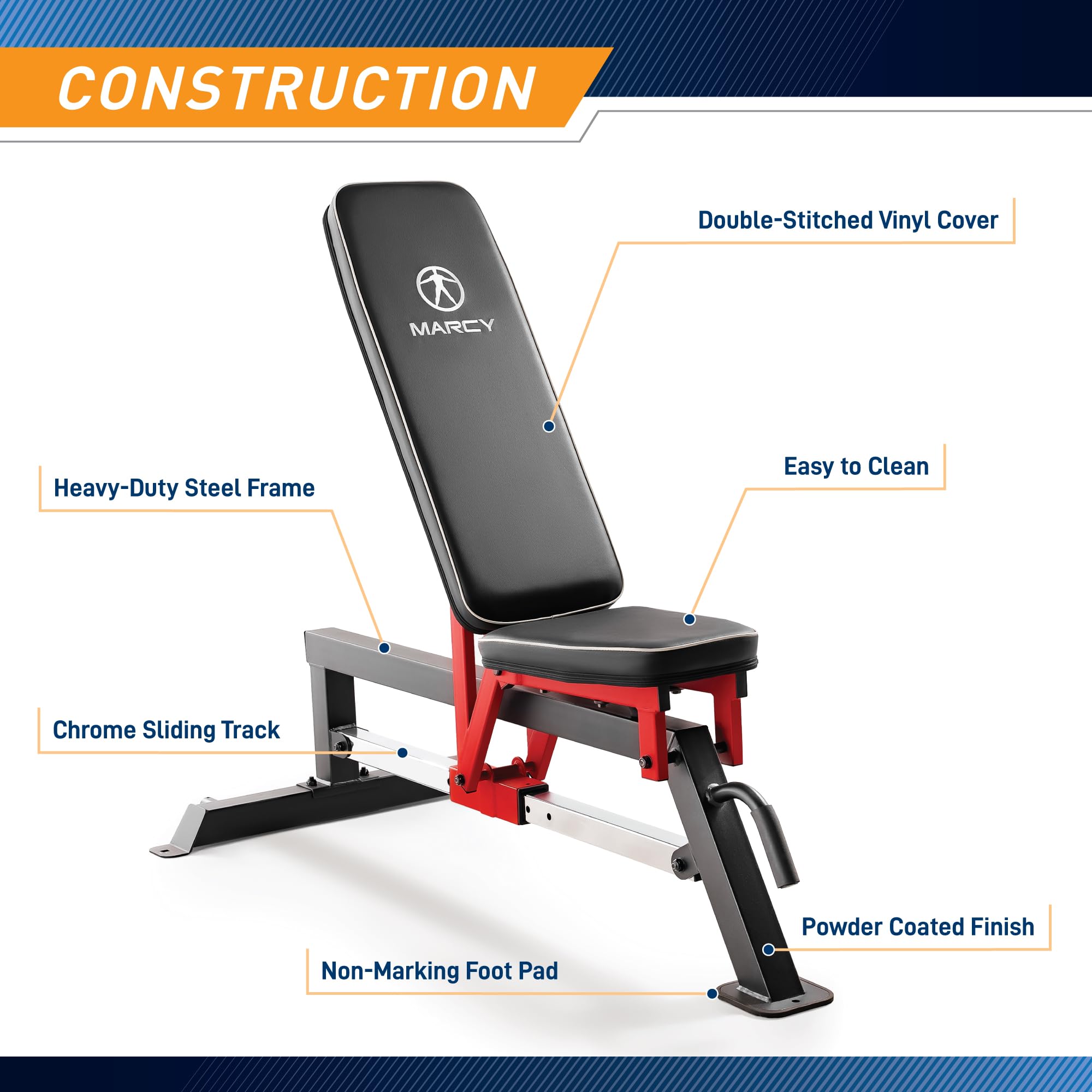 Foldable Standard Weight Benches, Adjustable Strength Training Benches for Full Body Workout