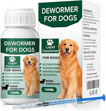 Dewormer for Dog, Dog Dewormer Liquid, Broad Spectrum Dog Wormer for Tapeworm, Hookworm, Whipworms and Ascarids, for Small, Medium & Large Dogs, 4 OZ