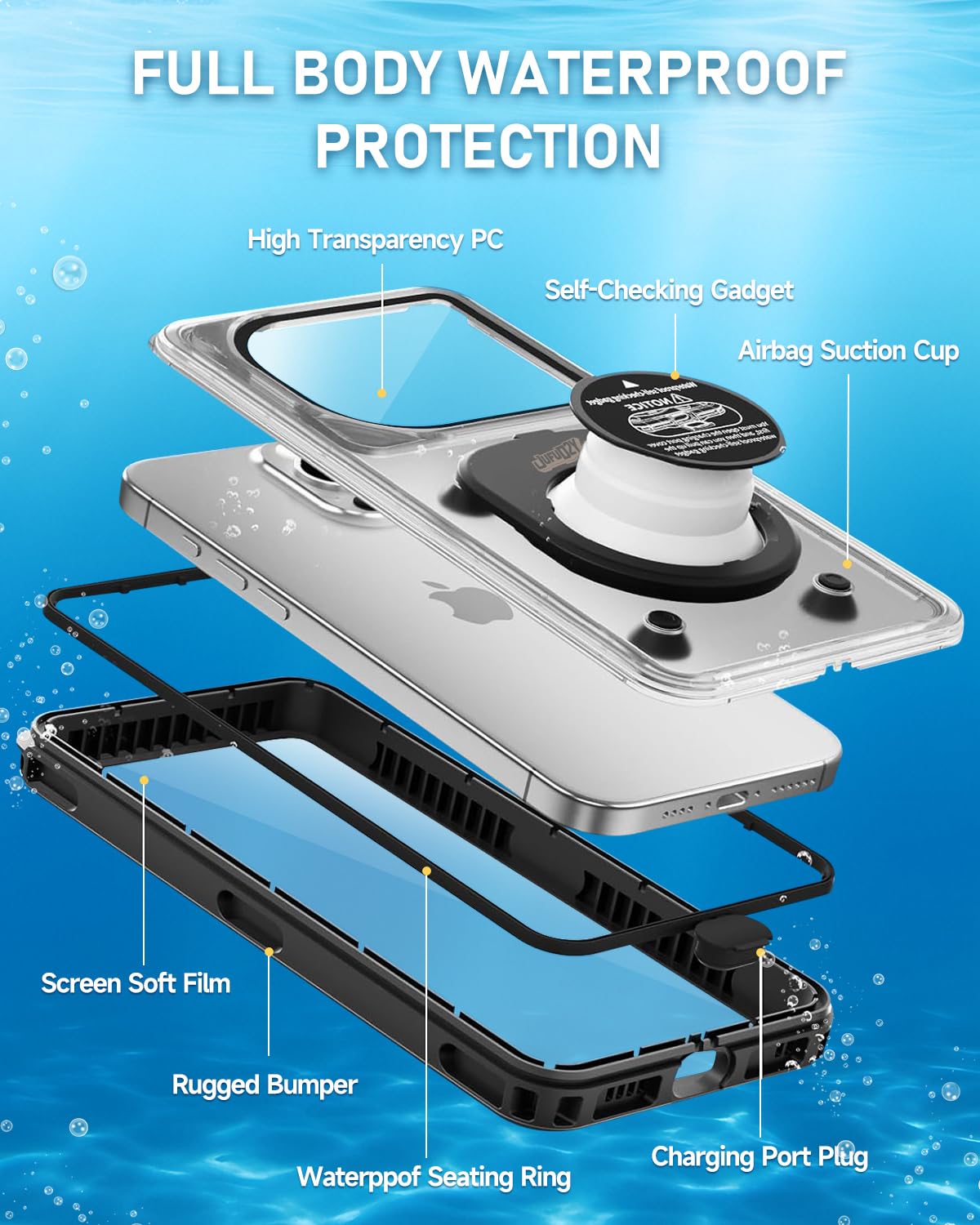 Funda impermeable para teléfono, IPX8 impermeable para artículos esenciales de playa y esnórquel, funda impermeable para teléfono con cordón, funda universal de hasta 6.9 pulgadas para iPhone