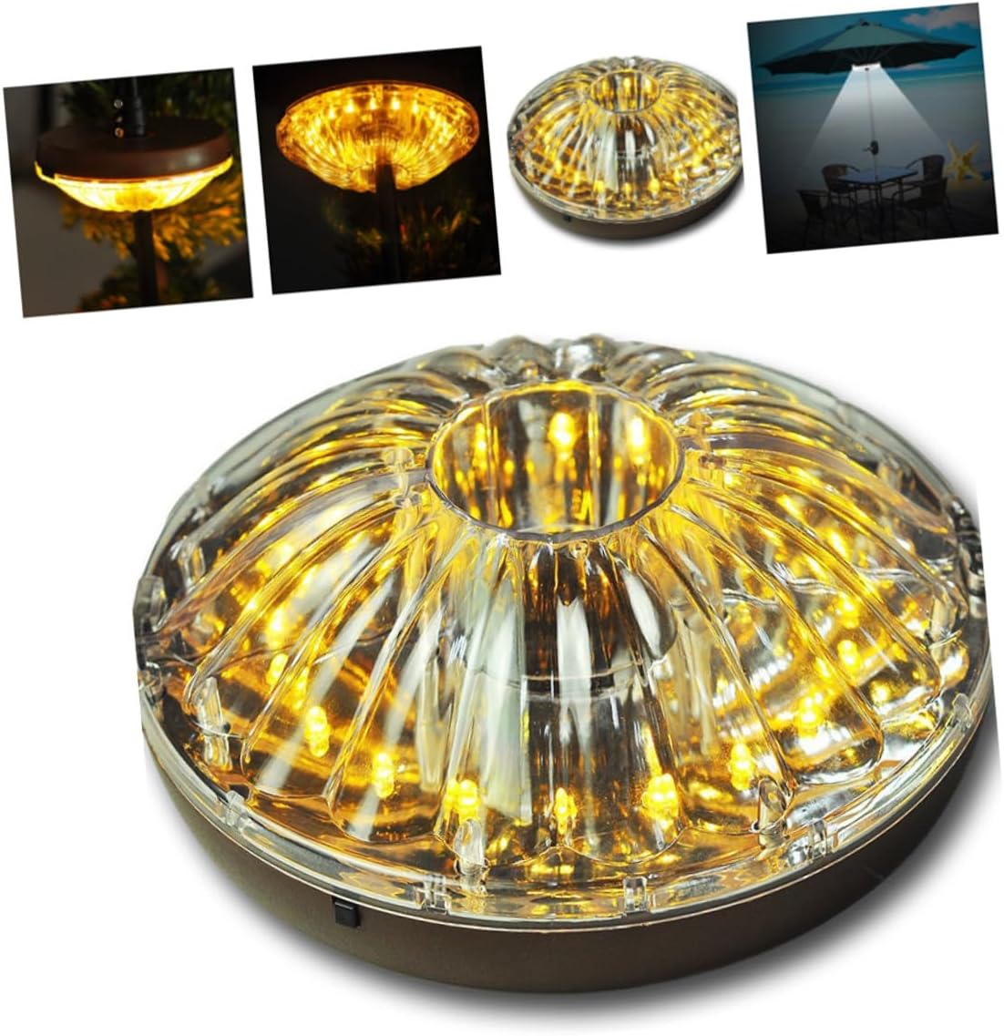 LED Portable Outdoor Umbrella Pole Light Warm White Lumens Cordless Tent Lamp for Camping and Emergency Use Detachable PVC Patio Lighting